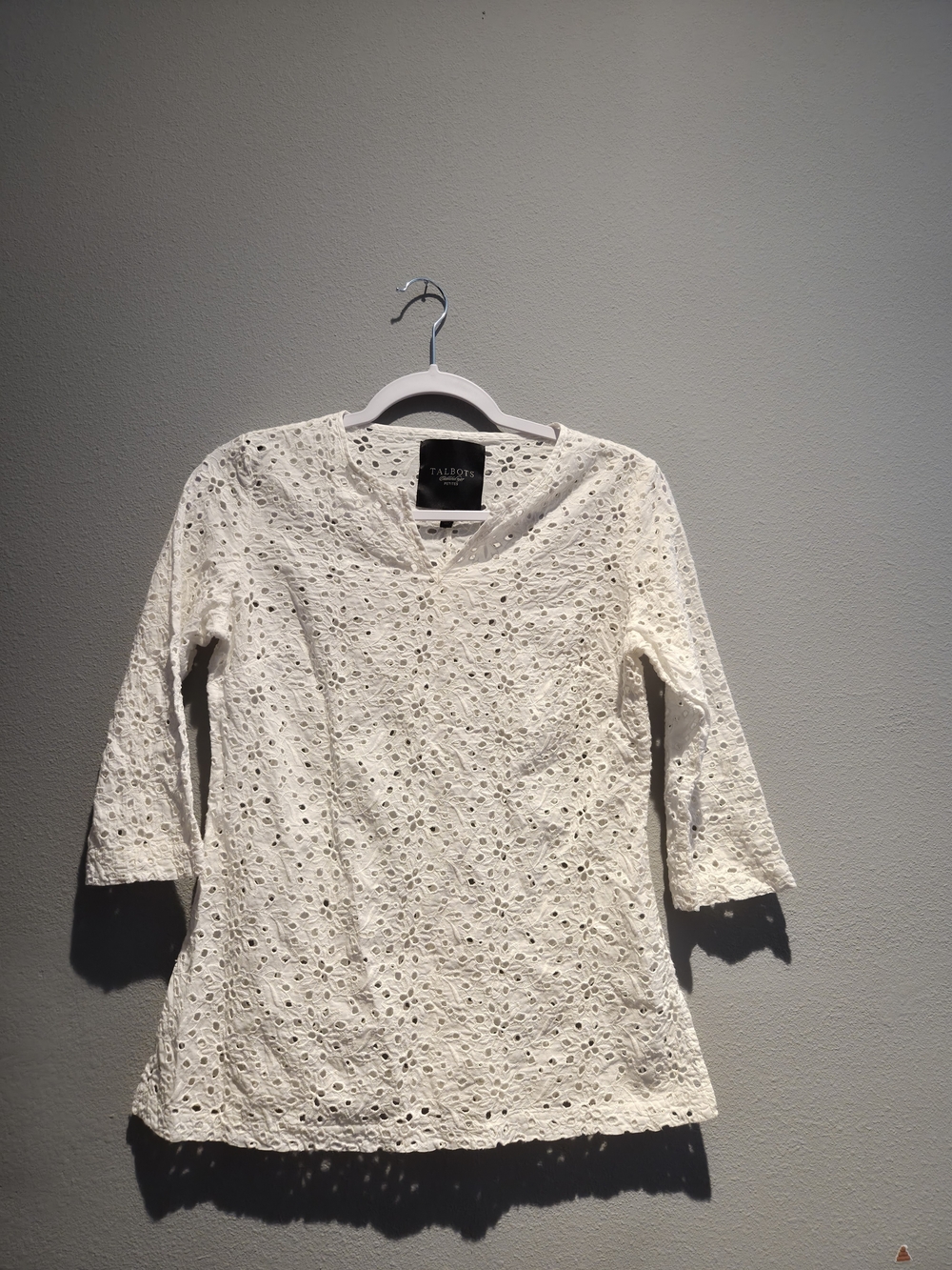 Talbots White Eyelet Cotton Blouse